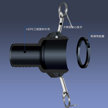 S60*6 IBC Tank Adapter PP Υλικό Camlock Fitting, Type C, 64mm Θηλυκό ζεύγος Camlock x Στέλεχος σωλήνα 1\