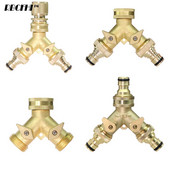 1 db 3/4'' 16 mm-es nagy teherbírású sárgaréz kerti Y tömlő osztó kettős kimeneti csap csatlakozó 2 utas adapter 2 szelepes öntözőcsatlakozókkal