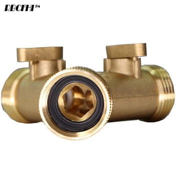 1 ΤΕΜ. 3/4\'\' 16 χιλιοστών Heavy Duty Brass Garden Y σωλήνας διαχωριστής Διπλής έξοδος Βύσμα βρύσης Προσαρμογέας 2 κατευθύνσεων με 2 βαλβίδες αρθρώσεις άρδευσης