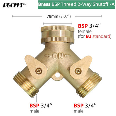 1 db 3/4'' 16 mm-es nagy teherbírású sárgaréz kerti Y tömlő osztó kettős kimeneti csap csatlakozó 2 utas adapter 2 szelepes öntözőcsatlakozókkal