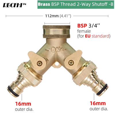 1 db 3/4'' 16 mm-es nagy teherbírású sárgaréz kerti Y tömlő osztó kettős kimeneti csap csatlakozó 2 utas adapter 2 szelepes öntözőcsatlakozókkal