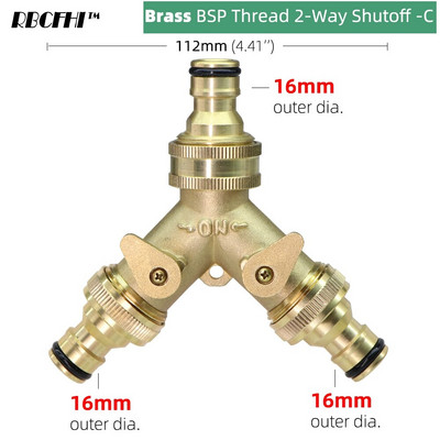 1 db 3/4'' 16 mm-es nagy teherbírású sárgaréz kerti Y tömlő osztó kettős kimeneti csap csatlakozó 2 utas adapter 2 szelepes öntözőcsatlakozókkal