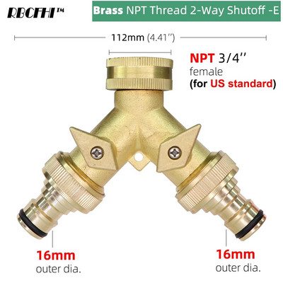1 db 3/4'' 16 mm-es nagy teherbírású sárgaréz kerti Y tömlő osztó kettős kimeneti csap csatlakozó 2 utas adapter 2 szelepes öntözőcsatlakozókkal