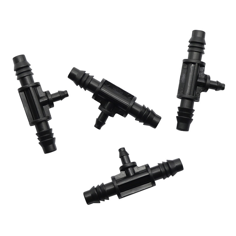 Sodo žarnos sumažinimo spygliuočio jungtis nuo 3/8 colio iki 1/4 colio šiltnamio efektą sukeliančių lašelių drėkinimo vandens skirstytuvas, skirtas 4 mm lašelinei žarnai, 10 vnt.