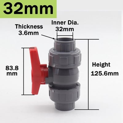 1-5 db 20-50 mm-es PVC cső golyóscsap kerti öntözővízcső csatlakozó szerelvények akváriumi akvárium csőcsuklós zárószelep