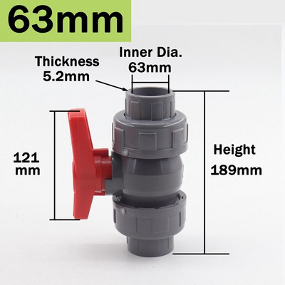 1-5 db 20-50 mm-es PVC cső golyóscsap kerti öntözővízcső csatlakozó szerelvények akváriumi akvárium csőcsuklós zárószelep