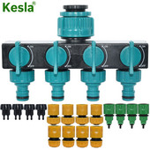 KESLA 1/2'' 3/4'' 1'' Distribuitor de apă cu 4 căi de ieșire Grădină 4/7mm 8/11mm Adaptor pentru furtun de udare Supapă de închidere pentru seră