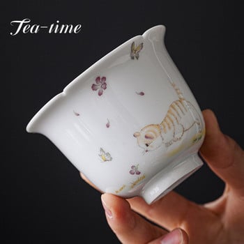 2τμχ/παρτίδα 60ml Creative Cute Cat Ceramic Tea Cups Drinkware Cup Set Tea Crafts Cups Kung Fu Drink Tea Accessories Tea Supplies