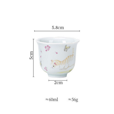 2db/tétel 60ml Creative Cute Cat Kerámia teáscsészék Italtartó csésze teáskészlet Kézműves Kung Fu csészék Ital tea kiegészítők Teáskészlet Kellékek