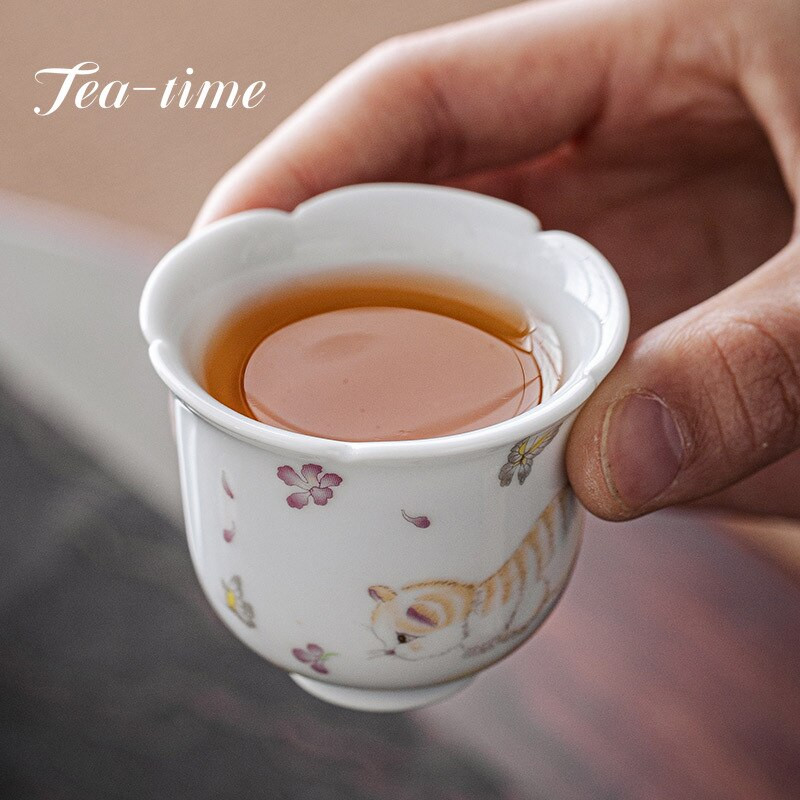 2db/tétel 60ml Creative Cute Cat Kerámia teáscsészék Italtartó csésze teáskészlet Kézműves Kung Fu csészék Ital tea kiegészítők Teáskészlet Kellékek