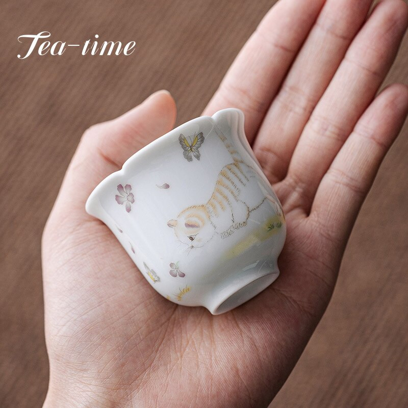 2db/tétel 60ml Creative Cute Cat Kerámia teáscsészék Italtartó csésze teáskészlet Kézműves Kung Fu csészék Ital tea kiegészítők Teáskészlet Kellékek