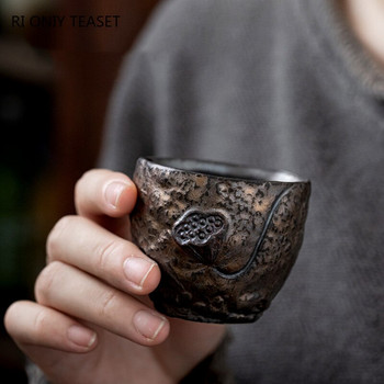 Επιχρυσωμένο φλιτζάνι τσαγιού ιαπωνικής παράδοσης χειροποίητο κεραμικό μπολ τσαγιού Φλιτζάνι διαλογισμού ταξιδιού Pu\'er Master Cup Σετ τσαγιού οικιακής χρήσης 100ml