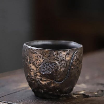 Ceașcă de ceai aurit din ceramică tradiție japoneză bol de ceai din ceramică lucrat manual ceașcă de meditație de călătorie Pu'er Master Cup Set de ceai de uz casnic 100 ml