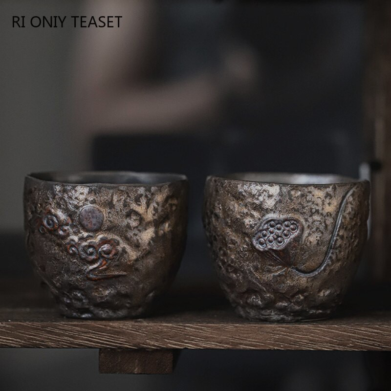 Ceașcă de ceai aurit din ceramică tradiție japoneză bol de ceai din ceramică lucrat manual ceașcă de meditație de călătorie Pu'er Master Cup Set de ceai de uz casnic 100 ml