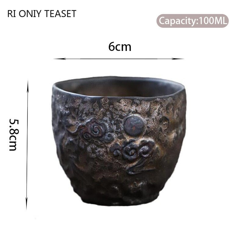 Ceașcă de ceai aurit din ceramică tradiție japoneză bol de ceai din ceramică lucrat manual ceașcă de meditație de călătorie Pu'er Master Cup Set de ceai de uz casnic 100 ml