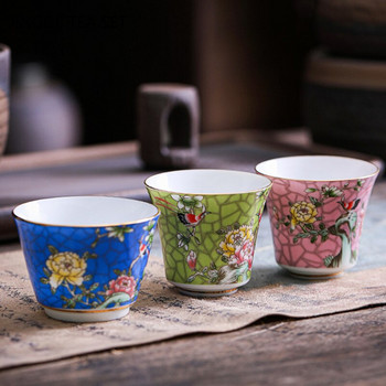 Παστέλ κεραμικό φλιτζάνι τσαγιού ζωγραφισμένα στο χέρι Λουλούδια και μοτίβο πουλιών Φλιτζάνι καφέ Ταξιδιωτικό μπολ τσαγιού για το σπίτι Αξεσουάρ Master Tea Cup