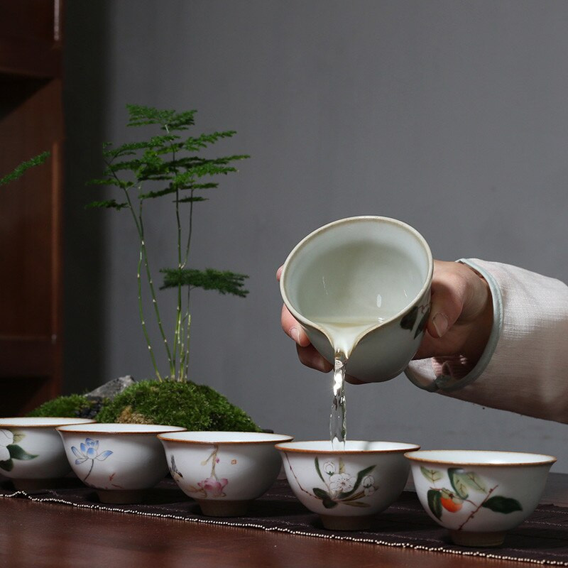 Kinijos Ru krosnies keramikinis arbatos puodelis Kelioninis meditacijos puodelis Rankomis dažytas Boutique arbatos puodelis Meistras puodelis Rankų darbo arbatos rinkinio priedai