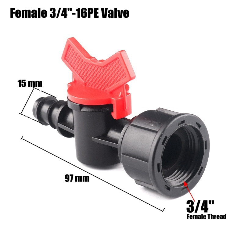 3db 1/2" 3/4" csatlakozó golyóscsap 16 20mm PE öntözőcső csatlakozó menetes kerti vízcsatlakozók víztömlő kapcsoló