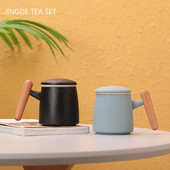 Medžio masyvo keraminė rankena su dangteliu arbatos puodelis Buitinis arbatos puodelis Filtras arbatos virimo aparatas Nešiojami asmeniniai arbatos indai arbatos ceremonijos priedai