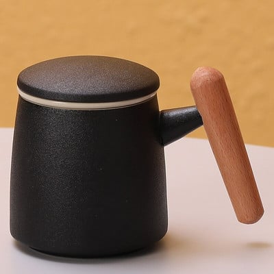 Medžio masyvo keraminė rankena su dangteliu arbatos puodelis Buitinis arbatos puodelis Filtras arbatos virimo aparatas Nešiojami asmeniniai arbatos indai arbatos ceremonijos priedai