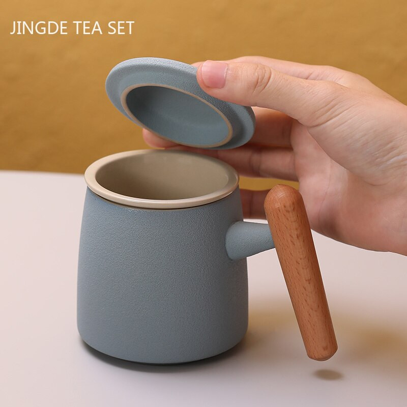 Medžio masyvo keraminė rankena su dangteliu arbatos puodelis Buitinis arbatos puodelis Filtras arbatos virimo aparatas Nešiojami asmeniniai arbatos indai arbatos ceremonijos priedai
