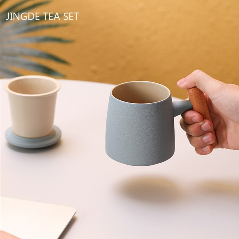 Medžio masyvo keraminė rankena su dangteliu arbatos puodelis Buitinis arbatos puodelis Filtras arbatos virimo aparatas Nešiojami asmeniniai arbatos indai arbatos ceremonijos priedai