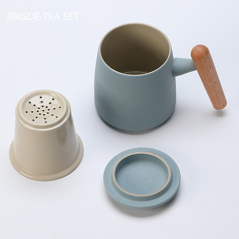 Medžio masyvo keraminė rankena su dangteliu arbatos puodelis Buitinis arbatos puodelis Filtras arbatos virimo aparatas Nešiojami asmeniniai arbatos indai arbatos ceremonijos priedai