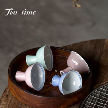 2τμχ/Σετ 75ml Boutique Ζωγραφισμένη στο χέρι Double Line Art Ceramic High Foot Cup Kung Fu Tea Single Master Cup Household Samll Tea Bowl