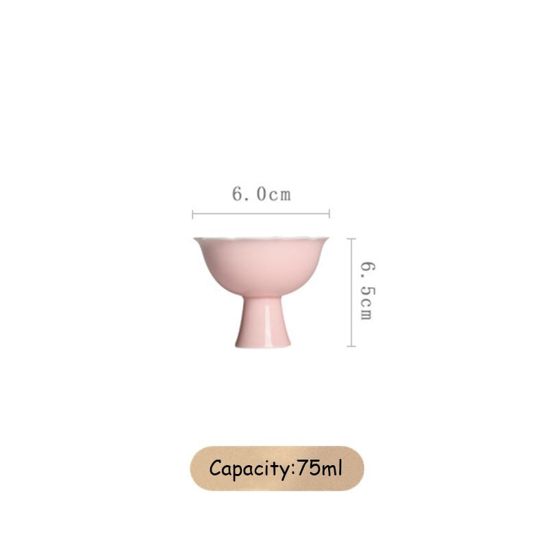 2db/szett 75 ml-es Boutique Kézzel festett, dupla vonalú kerámia magas lábfejű csésze Kung Fu Tea Single Master Cup háztartási Samll teástál