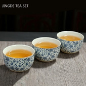 2 vnt Kinijos mėlynos ir baltos porceliano arbatos puodelis Kelioninis keraminis arbatos dubuo nuo pleiskanų rankų darbo arbatos puodelis Meditacijos puodeliai namų arbatos rinkinys