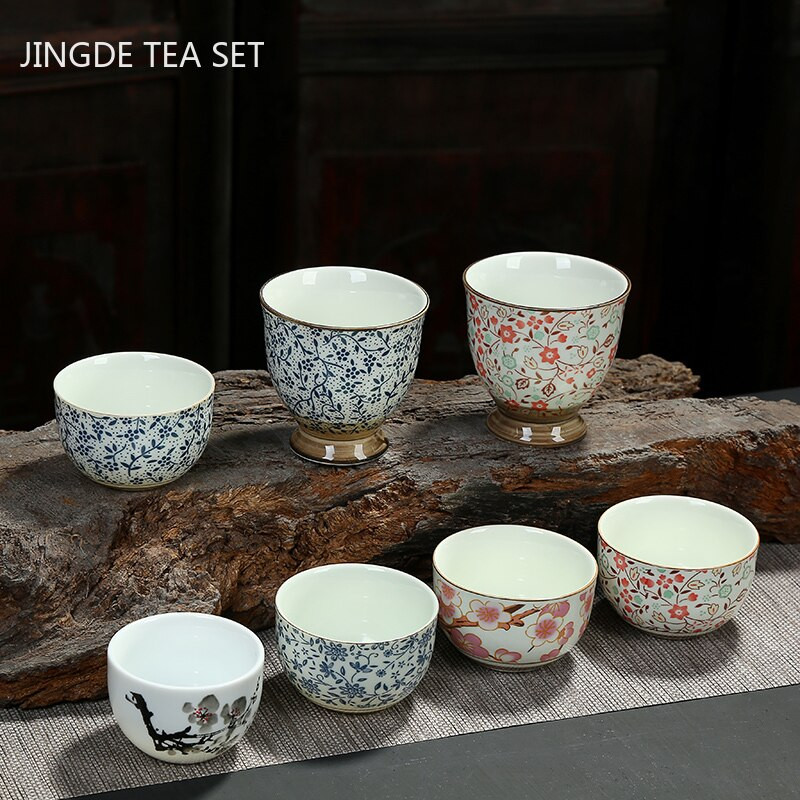 2 vnt Kinijos mėlynos ir baltos porceliano arbatos puodelis Kelioninis keraminis arbatos dubuo nuo pleiskanų rankų darbo arbatos puodelis Meditacijos puodeliai namų arbatos rinkinys