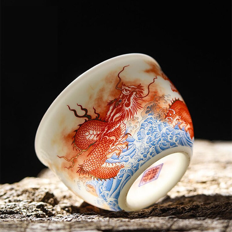 Jingdezhen teáscsésze kínai stílusú teástál Retro Dragon Phoenix 180 ml nagy űrtartalmú arab kávé espresso kerámia csésze ital