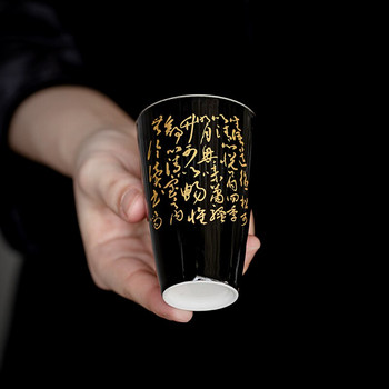 90ml Μαύρη Χαλκομανία Ποίηση Κεραμική κούπα τσαγιού Κάθετη κόκκους Μονό φλιτζάνι Οικιακό Master Cup Ζεστό κύπελλο χεριών Kung Fu Teaset Smelling Cup