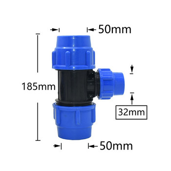 Pe Pipe Tee Quick Connector 20/25/32/40/50/63mm Σύνδεσμος μείωσης 3-δρομών διαχωριστή νερού βρύσης πλαστικά εξαρτήματα σωλήνα 1 τεμ.