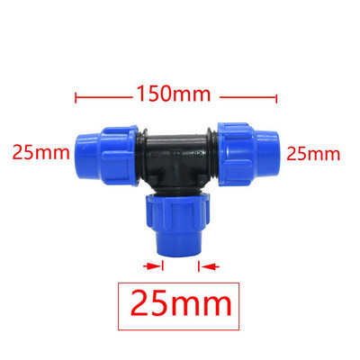 Pe Pipe Tee gyorscsatlakozó 20/25/32/40/50/63mm szűkítő csatlakozó 3 utas vízelosztó csap cső műanyag szerelvények 1 db