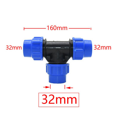 Pe Pipe Tee gyorscsatlakozó 20/25/32/40/50/63mm szűkítő csatlakozó 3 utas vízelosztó csap cső műanyag szerelvények 1 db