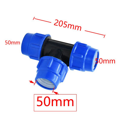 Pe Pipe Tee gyorscsatlakozó 20/25/32/40/50/63mm szűkítő csatlakozó 3 utas vízelosztó csap cső műanyag szerelvények 1 db