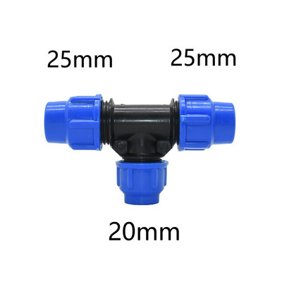 Pe Pipe Tee gyorscsatlakozó 20/25/32/40/50/63mm szűkítő csatlakozó 3 utas vízelosztó csap cső műanyag szerelvények 1 db