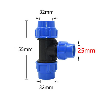 Pe Pipe Tee gyorscsatlakozó 20/25/32/40/50/63mm szűkítő csatlakozó 3 utas vízelosztó csap cső műanyag szerelvények 1 db