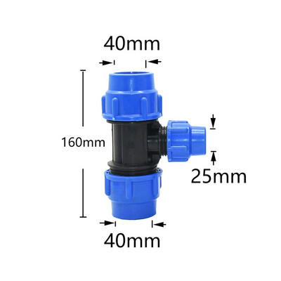 Pe Pipe Tee gyorscsatlakozó 20/25/32/40/50/63mm szűkítő csatlakozó 3 utas vízelosztó csap cső műanyag szerelvények 1 db