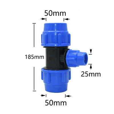 Pe Pipe Tee gyorscsatlakozó 20/25/32/40/50/63mm szűkítő csatlakozó 3 utas vízelosztó csap cső műanyag szerelvények 1 db
