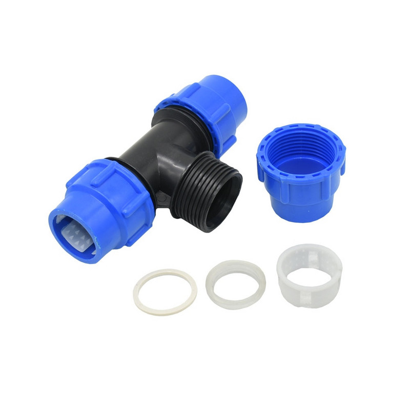 Pe Pipe Tee gyorscsatlakozó 20/25/32/40/50/63mm szűkítő csatlakozó 3 utas vízelosztó csap cső műanyag szerelvények 1 db