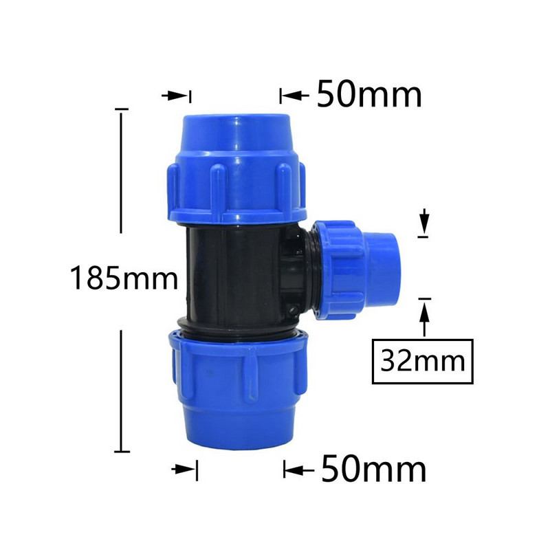 Pe Pipe Tee gyorscsatlakozó 20/25/32/40/50/63mm szűkítő csatlakozó 3 utas vízelosztó csap cső műanyag szerelvények 1 db