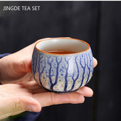 Retro kemencecsere kerámia teáscsésze, kézzel festett Zen Taste Master Cup kínai porcelán teáscsésze hordozható teáskészlet tartozékok 110 ml
