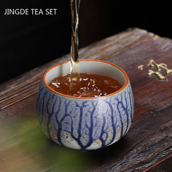 Retro Kiln Change Κεραμικό φλιτζάνι τσαγιού ζωγραφισμένο στο χέρι Zen Taste Master Cup Κινέζικη πορσελάνη Φλιτζάνι τσαγιού Φορητό σετ τσαγιού Αξεσουάρ 110ml