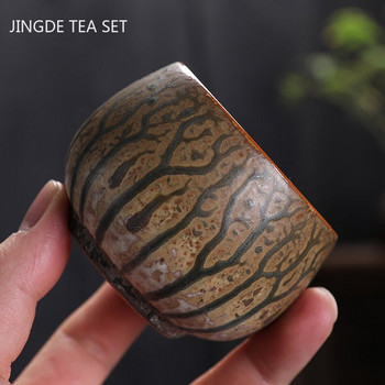 Ретро пещ за смяна на керамична чаша за чай Ръчно рисувана Zen Taste Master Cup Китайска порцеланова чаша за чай Преносим сервиз за чай Аксесоари 110 ml