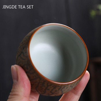 Ретро пещ за смяна на керамична чаша за чай Ръчно рисувана Zen Taste Master Cup Китайска порцеланова чаша за чай Преносим сервиз за чай Аксесоари 110 ml
