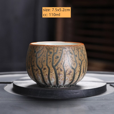 Retro kemencecsere kerámia teáscsésze, kézzel festett Zen Taste Master Cup kínai porcelán teáscsésze hordozható teáskészlet tartozékok 110 ml