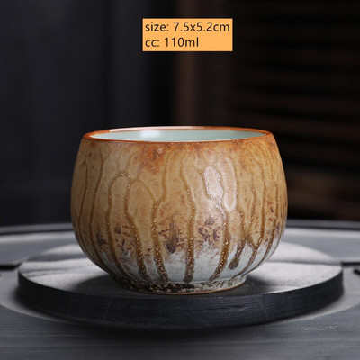 Retro kemencecsere kerámia teáscsésze, kézzel festett Zen Taste Master Cup kínai porcelán teáscsésze hordozható teáskészlet tartozékok 110 ml