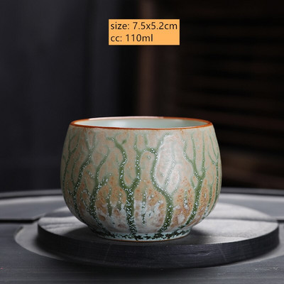 Retro kemencecsere kerámia teáscsésze, kézzel festett Zen Taste Master Cup kínai porcelán teáscsésze hordozható teáskészlet tartozékok 110 ml